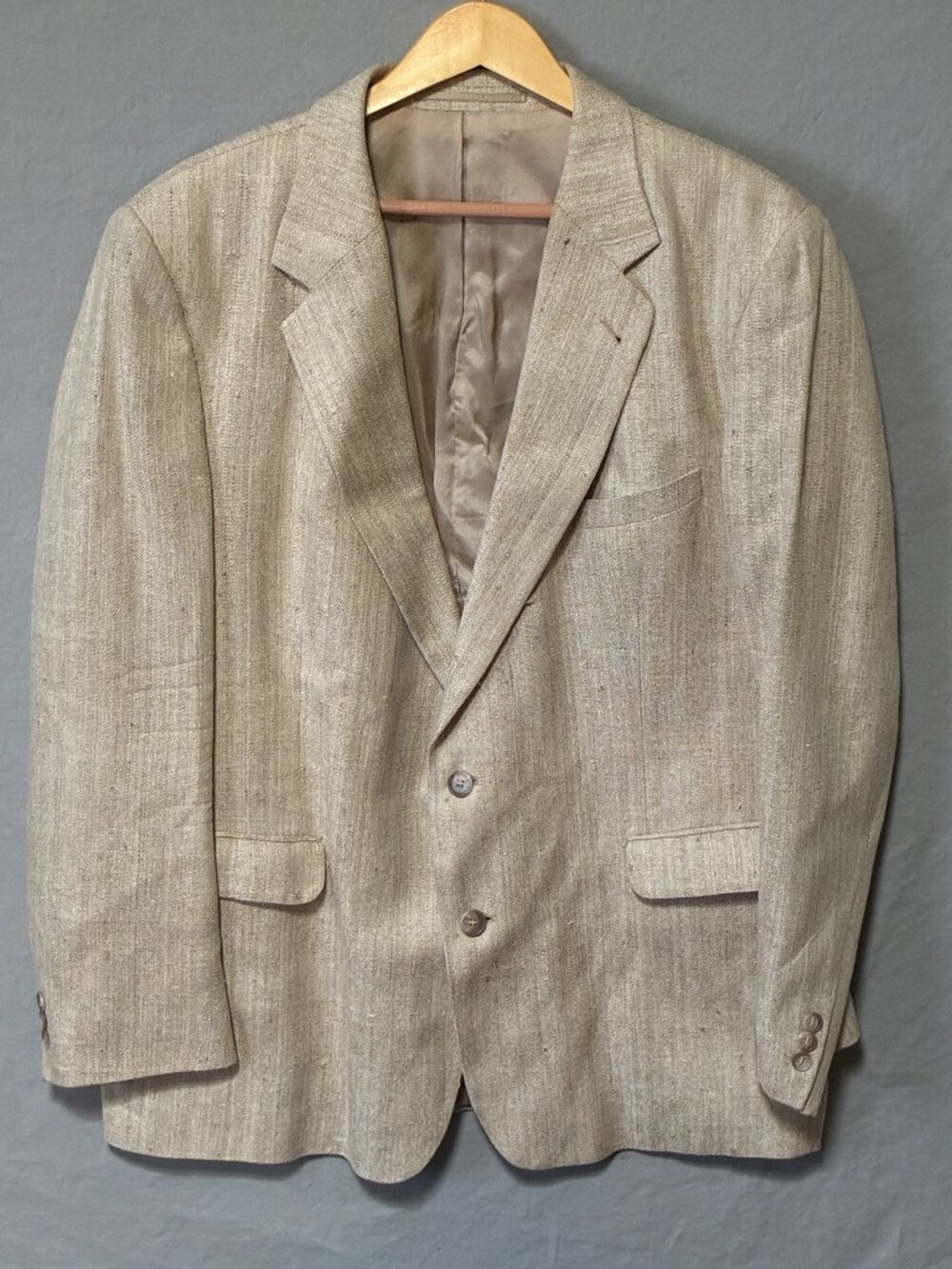 VTG Woodmere Jacket 46R Tan Tweed Blazer Quiet Luxury Riviera Coastal Old Money